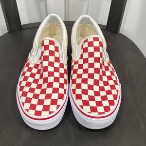 VANS red white check shoes NEW Size 9.5 mens 11 womens 🟥⬜️🟥